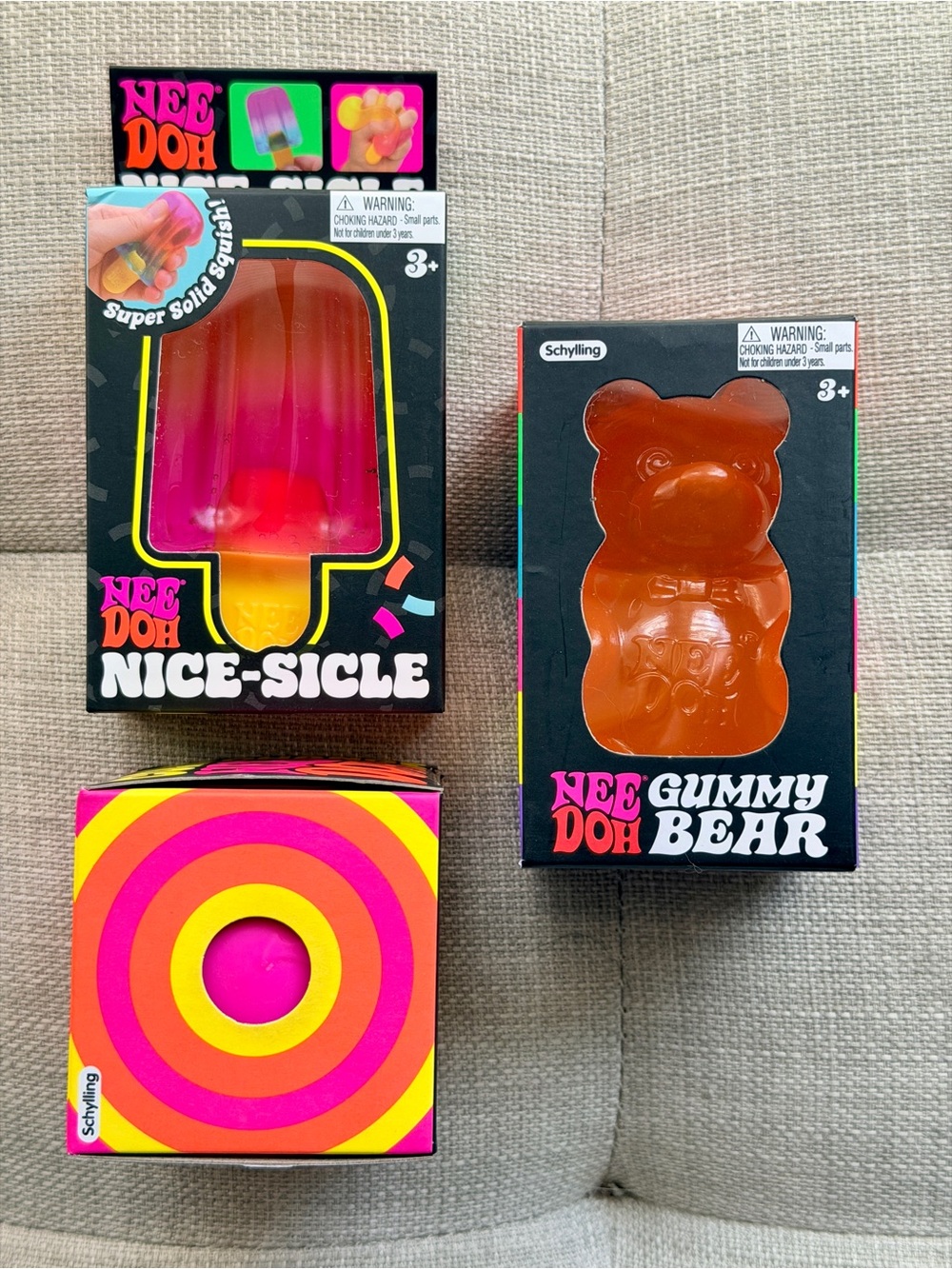 100% NeeDoh Lot -Pink Orange Gummy Bear Nice-Sicle NEW SEALED Color change Ball